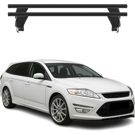 OMAC Dachträger Querträger Alu für Ford Mondeo III Liftback Turnier 2007-2014 – Abschließbar – T-Nut – City-Crash-getestet – Max. 50 kg Schwarz (1/5)