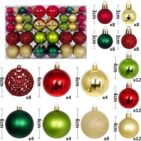 New 100 Pack Christmas Balls Ornaments, Shatterproof Christmas Tree Baubles 4 Colors Combination for Festival Xmas Tree Holiday Wedding Party Decor (Golden+Red+Dark Green+Green) (1/5)