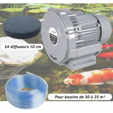 Kit Pompe à Air Vortex Turbine 30000 l/h + 24 Disques 10 cm Pour Bassins De Jardin (1/5)