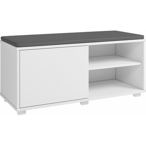 Etagère à chaussures, meuble à chaussures avec 1 porte coloris blanc - longueur 90 x profondeur 35 x hauteur 43 cm (1/3)