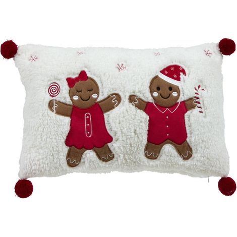 Coussin de Noël bonhomme de neige pain d'épices 50 x 30 cm - Feeric lights & christmas (1/4)