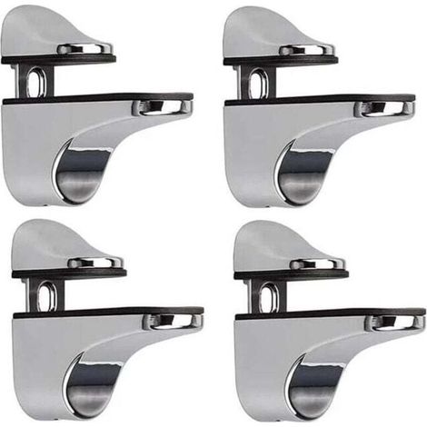 Support D'étagère en Verre Réglable, 4 Pcs Support D'étagère en Verre, Pince en Verre à Fixation Murale, Support pour Étagères en Verre, pour Tablette Verre (1/4)