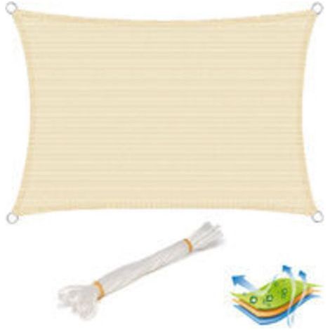 Woltu – Voile d'ombrage rectangulaire 3x4 m – HDPE 180 g/m² – Protection UV 50+ – Installation facile avec œillets et cordons