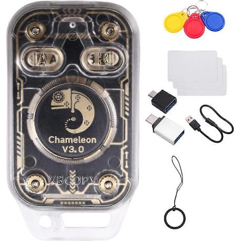 Émulateur de lecteur de puces RFID Chameleon V3.0, copieur d'étiquettes IC d'identification 125K 13,56M, lecteur/graveur NFC + porte-clés/carte CUID 3XUID (1/5)