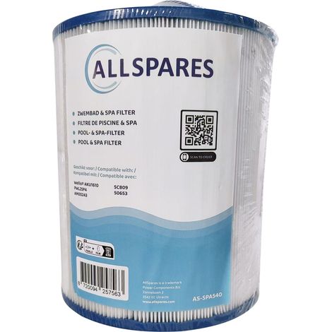AllSpares Waterfilter voor Whirlpool/Spa geschikt voor Wellis AKU1610 / PWL25P4 / SC809 / AM00243 (Ø145x173mm)