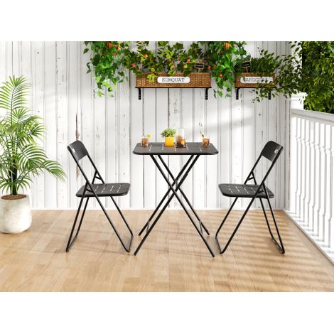 Set da 3 pezzi piegabile per caffè all'aperto, kit mobili patio piegabile con rivestimento E, 2 sedie e 1 tavolo, set conversazione indoor/outdoor resistente agli agenti atmosferici, per patio, colore