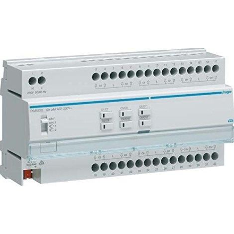 Actuador de persianas enrollables/venecianas KNX de 12 canales KNX easy, 230V, para control de persianas TXM632C