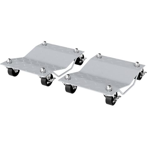 Rangierheber 2 Stücke Rangierhilfe Reifenwechsel Wagenheber mit 4 Rollen für Auto PKW Grau 40,5L x 30B x 13,5H cm