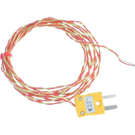 Thermocouple type Type K, L 3m, +250°C max à Fiche mâle miniature ( Prix pour 1 )
