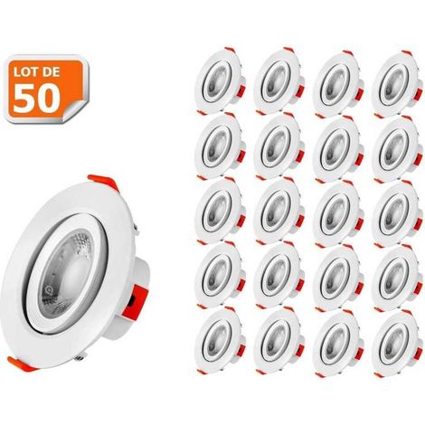 Lampesecoenergie – Lot de 50 spots LED encastrables 5W – Blanc neutre 4000K – Transformateur intégré – Installation facile pour plafond
