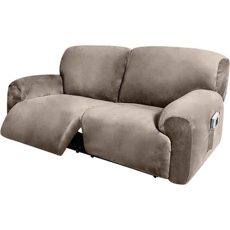 6 pièces housse de canapé inclinable, velours doux, grand format 75-100 pouces, housse de canapé avec poche, pour canapés modulables et relax