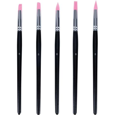 5 Pièces Pinceaux Silicone Peinture, Pinceau Stylo Peinture par Numero Pinceaux Silicone de Sculpture pour Modelage,Sculpture,Céramique,Nail Artt (1/5)