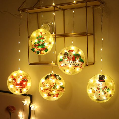 Rideau lumineux LED en fil de cuivre, lumières de noël, peinture suspendue, vitrine, fenêtre, bonhomme de neige, lumière décorative (1/4)