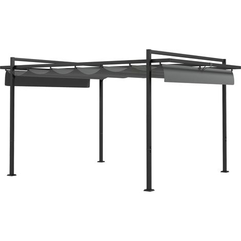 Cette pergola rétractable vous permet d'ajuster la toile selon vos envies : profitez du soleil ou détendez-vous à l'ombre. Sa structure robuste en acier est fournie avec des (1/5)