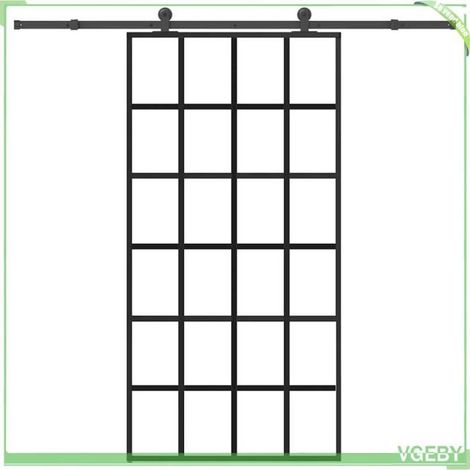 Porte coulissante - FAF7291712448751 - Verre ESG trempé - Cadre aluminium noir - 102x205 cm (1/5)