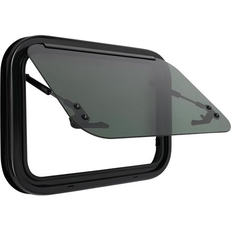 HAUTOUR Fenêtre escamotable pour camping-car avec store intégré et moustiquaire, fenêtre latérale pour caravane, fenêtre extérieure pour camping-car, van, camping (500x350mm, ronde) (1/5)