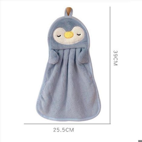 2X Serviette à Main Suspendue Absorbante pour, Mignon Pingouin Canard Doux pour la Peau des Enfants, Bleu (1/2)