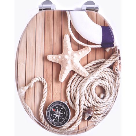 Homseat MDF Toilet Seat with Soft Close function, Nautical style (1/5)
