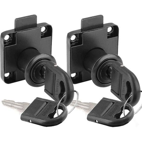 2 Pièces serrure à came avec clé identique, serrures meuble, serrures casier, serrure boite aux lettres, verrou de sécurité d'armoire pour placard, tiroir, armoire de rangement, Noir