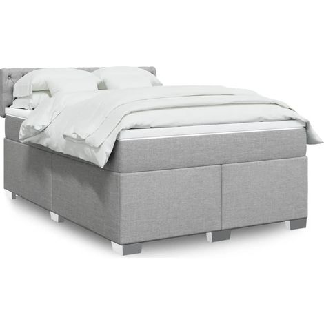 Boxspringbett mit Matratze Hellgrau 160x200 cm Stoff