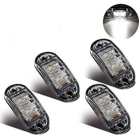 Side Marker Lights LED Clearance Lights for 12V 24V Universal Trailer Truck Lorry Caravan Bus (4pcs White) (1/5)
