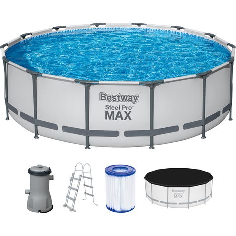 Steel Pro MAX™ Frame Pool Komplett-Set mit Filterpumpe Ø 427 x 107 cm, lichtgrau, rund