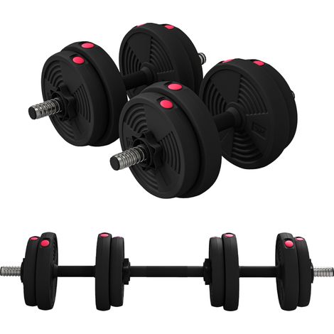 Haltères 2 en 1 réglables, haltères libres avec poignées antidérapantes, 15KG - Barres incluses (1/5)