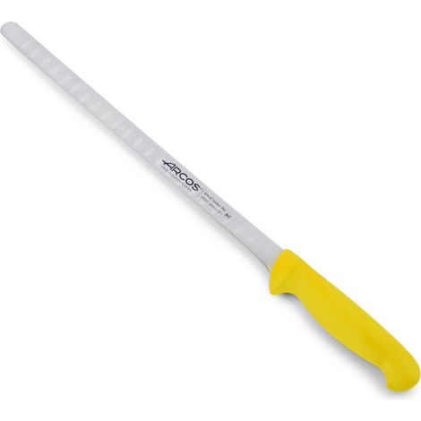 Couteau à saumon Arcos Couleur - Prof 293300 en acier inoxydable Nitrum et mango polypropylène jaune ergonomique avec lame de 30 cm, vitrine. (1/5)