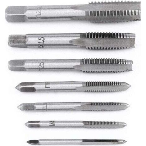 7-teiliges metrisches Gewindebohrer-Set aus Stahl für Lagergewinde, M3 und M12 (1/5)