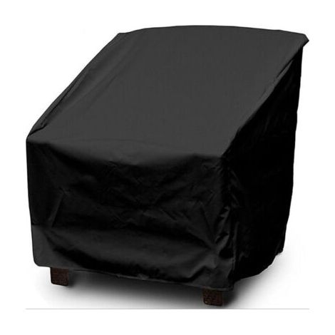 Housse de chaise jardin empilable en tissu Oxford 210D imperméable et anti-UV, dimensions 64x71x70/86 cm, coloris noir (1/5)