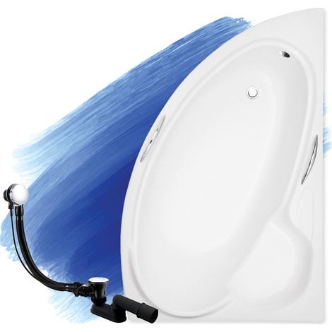 Baignoire Bain d'angle 150x95 Droite, Siphon de bain et pieds (support) - Set 3en1 - Fabriqué en UE - BADLAND BIANKA