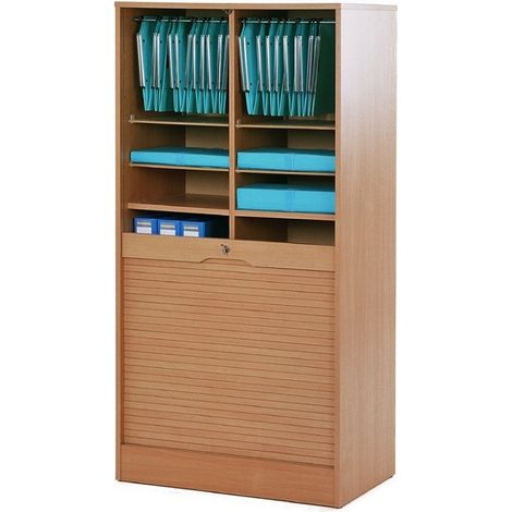Classeur à rideau large bois clair Office 140cm (1/3)