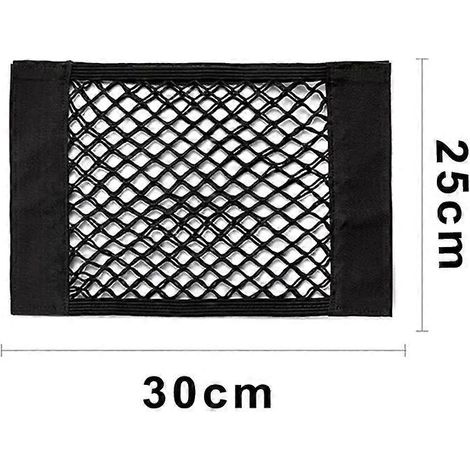 Filet de rangement pour coffre de voiture, avec cordon élastique et fermeture auto-agrippante, accessoire universel pour voiture, boîte de rangement intérieure (30 x 25 cm)