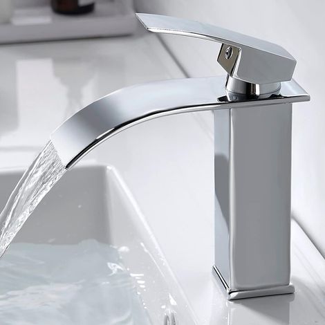 Robinet mitigeur lavabo cascade en laiton H59Finition chroméeHauteur 180 mmÉconomie d'eau 30 %Norme G 3/8 (1/4)