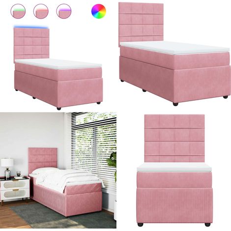 Boxspringbett mit Matratze Rosa 80x200 cm Samt - Boxspringbett - Samtbett - Rosa Bett - Doppelbett - Bettgestell - Home & Living (1/5)