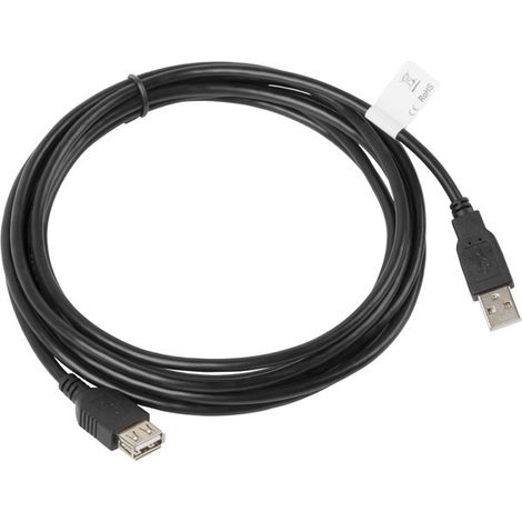 Lanberg AM-AF 3m USB 2.0 Verlängerungskabel Schwarz (1/2)