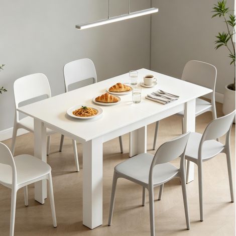 Tavolo da pranzo allungabile bianco in MDF e acciaio 180 x 80 x 75 cm OKWISH (1/5)