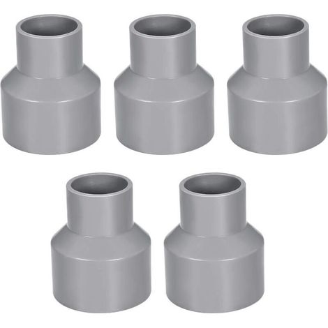 50 mm x 32 mm PVC-Rohrreduzierstück, Mitte-zu-Mitte-Anschluss, Abwasserrohr grau, 5er-Packung