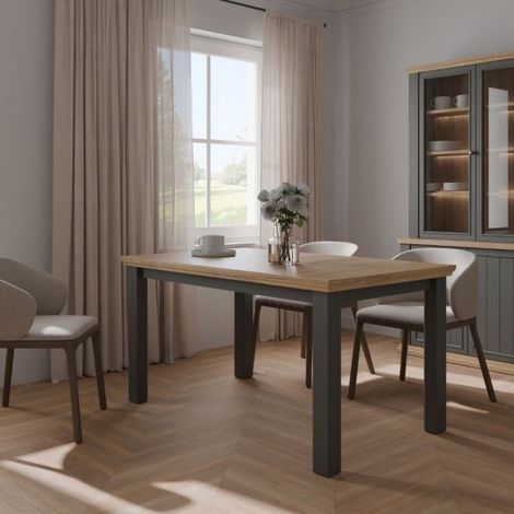 Tavolo Allungabile Essenza Rovere e Grigio Scuro 150/200 cm – Stile Classico Moderno