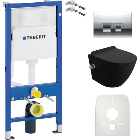 GEBERIT WC Set mit Vorwandelement, Wand-WC und Spülknopf (1/5)