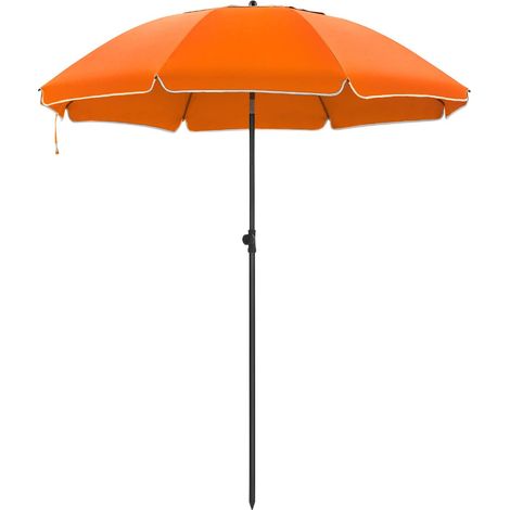 Parasol 180 cm de diamètre, parasol de plage rond / octogonal, articulé, inclinable, avec sac de transport - orange (1/5)