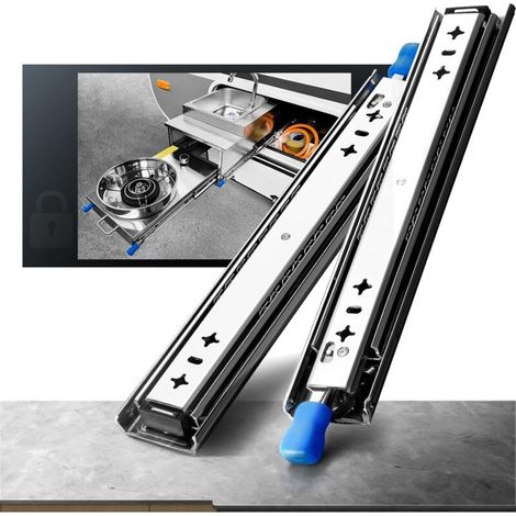 Glissiere pour Tiroir Charge Lourde Avec Serrure de Fixation Coulisse Tiroir 120kg Capacité de Charge Roulement à Billes 1 paire(30cm) (1/5)