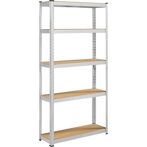 Yaheetech Scaffale Scaffalatura 180 x 90 x 30 cm a 5 Ripiani da Garage in Metallo Carico 175kg Argento (1/5)