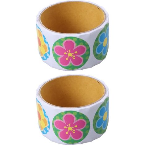 2 Rouleaux Autocollants Fleurs Colorés en Papier, 2 (1/5)