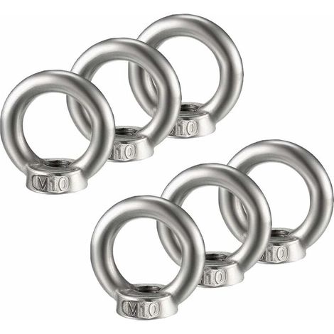 Écrou à Oeil Anneau de Levage M10,Écrou à Oeil en Acier Inoxydable,Anneau de Levage Femelle en Acier Inoxydable de Levage Pour Transport Levage 6PCS Lefou (1/5)