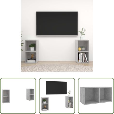Meuble tv gris béton - Meubles TV 2 pcs Gris béton 72x35x36,5 cm Bois d'ingénierie (1/5)