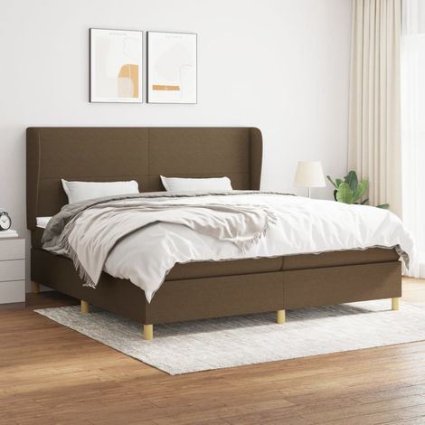 Cama box spring con colchón tela marrón oscuro 200x200 cm vidaXL (1/5)