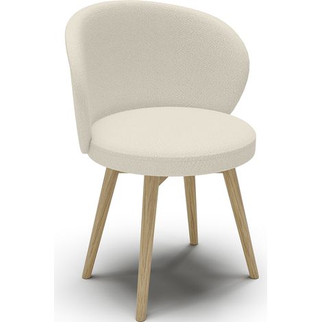 Bouclé-Stoff gepolsterter Sessel - Lounge Chair - Yuna Weiß