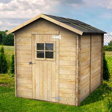 Casetta in legno da giardino 178x218 cm – Pareti 16 mm – Porta finestrata – Abete naturale (1/4)