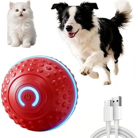 Interaktiver Hundeball interaktives Haustierspielzeug automatischer Rollball intelligenter sich selbst bewegender Ball geeignet für mittelgroße rot